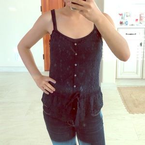 Hollister Navy Lace Button-Up top